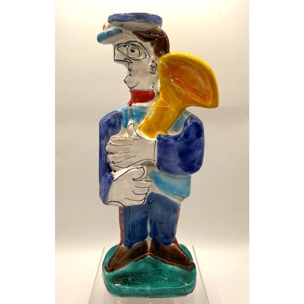 Vintage Giovanni DeSimone Hand Painted Tuba Player Pottery Figurine